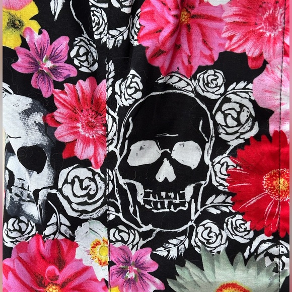 Hell Bunny Boned Corset Bustier Top Skull Floral Day of the Dead Gothic Size M - Picture 5 of 14